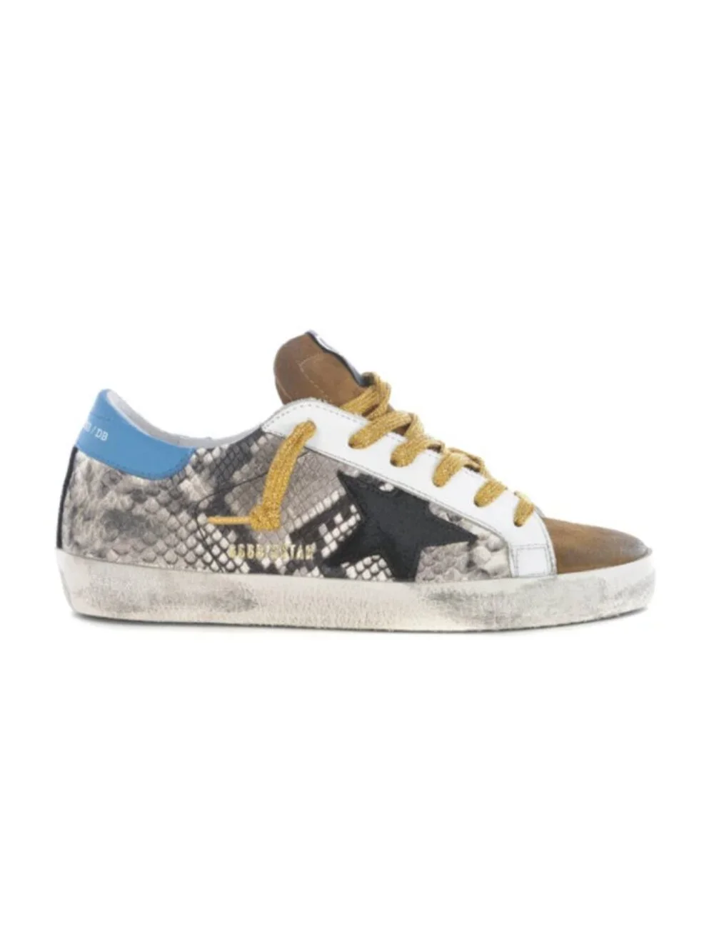 Golden Goose Superstar Sneakers Trainers Womens 40 10 Black Blue Snakeskin GGDB